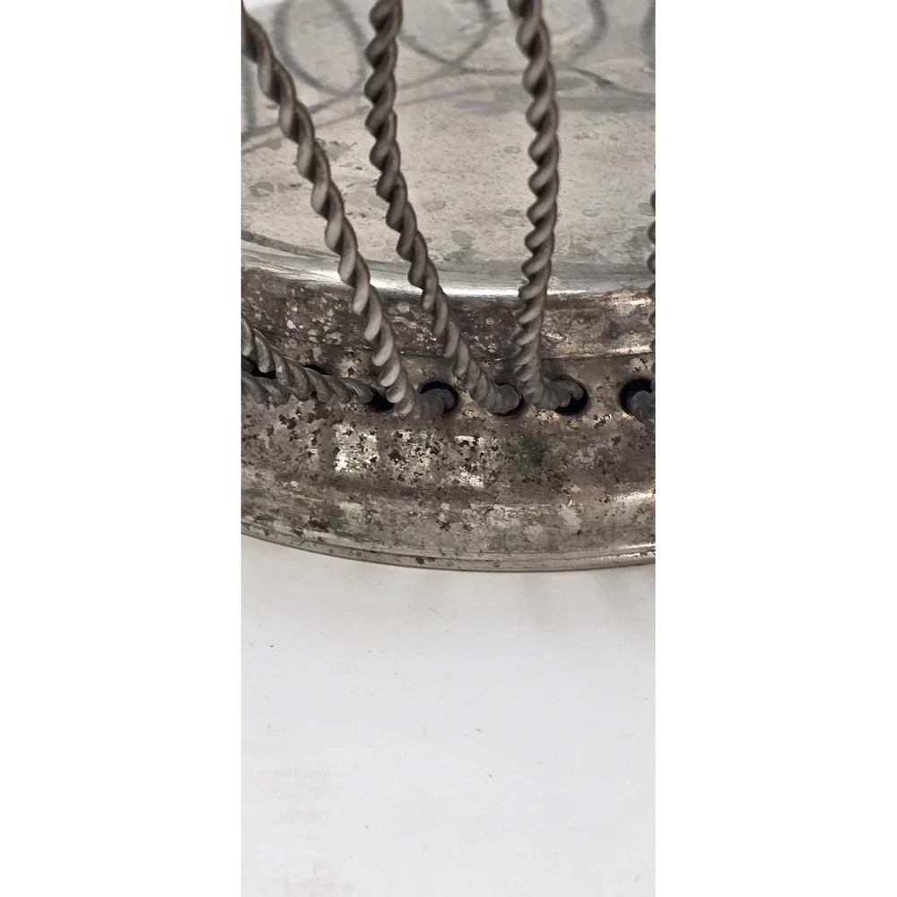 Vtg chrome metal wire fruit bowl basket retro flower kitchen‎ décor rustic